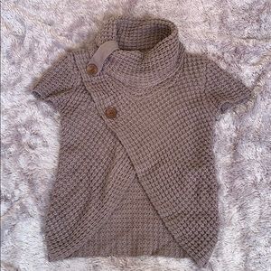 Short sleeve funnel neck sweater- lavender